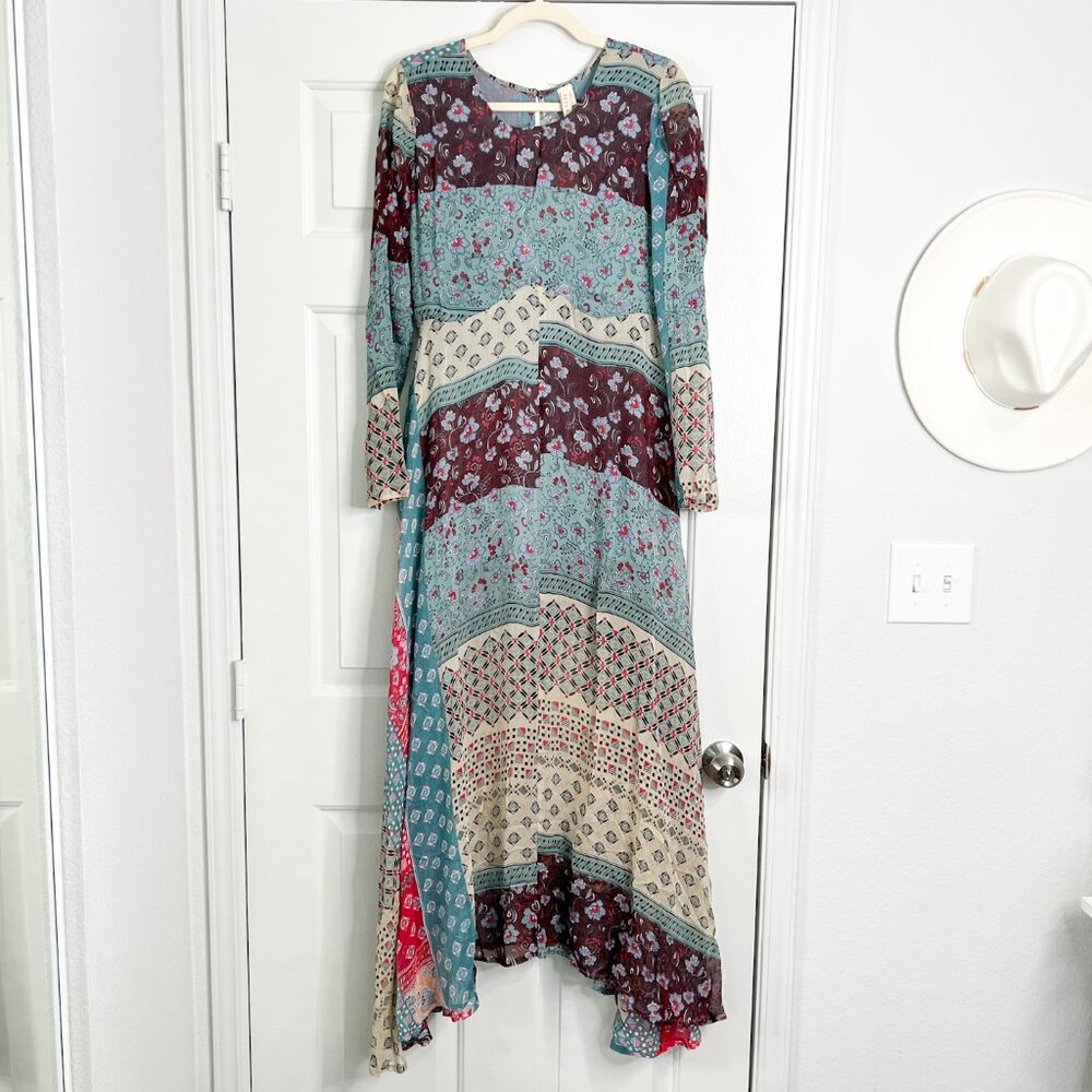 NWT RAGA Long Boho Maxi Dress In Patchwork Print - Picture 2 of 7